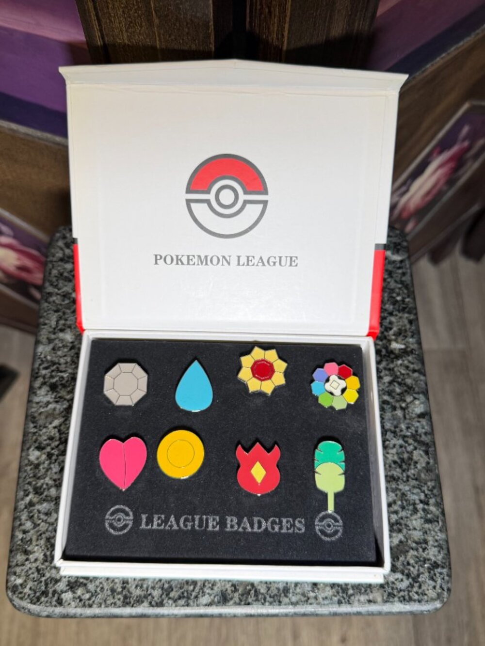Pokemon Kanto Gen 1 League Gym Badges Complete 8 Piece Set Display Box